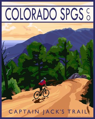 Poster of mountain biker riding Captain Jack's Trail in Colorado Springs, Colorado.