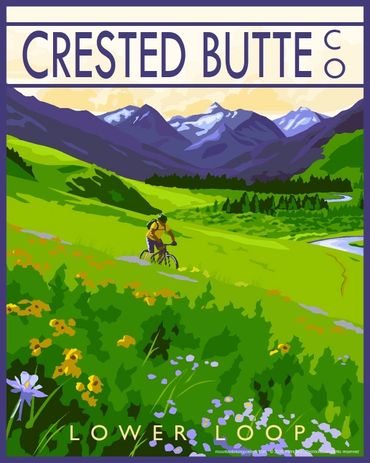 Poster of mountain biker riding the Lower Loop in Crested Butte, Colorado.