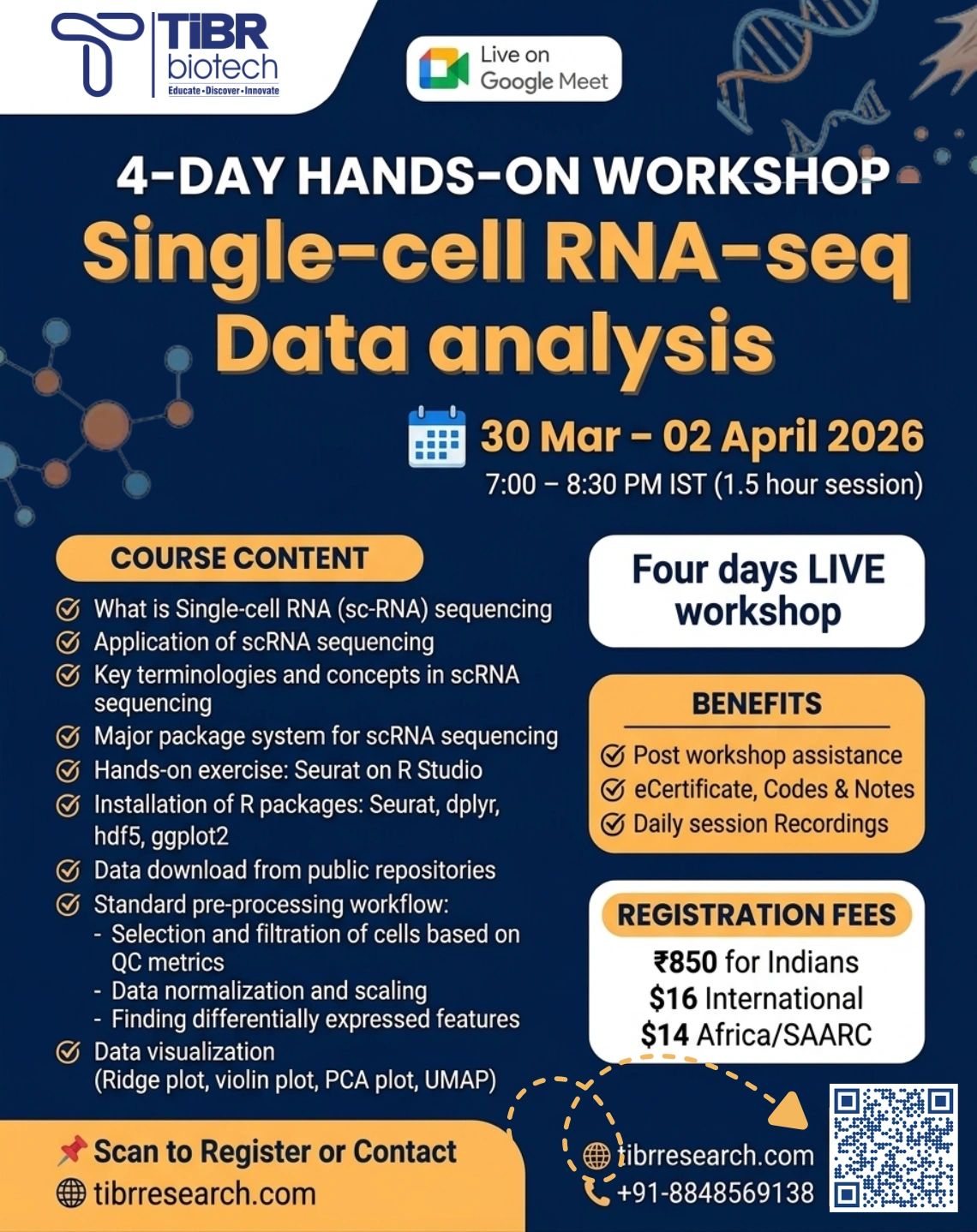 Single Cell RNA Seq Data Analysis Workshop at TIBR Biotech Kerala