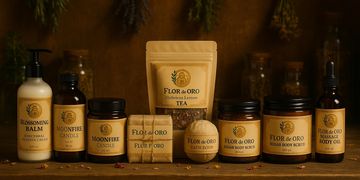 Flor de Oro Collection: ancestral beauty, handcrafted to nourish body, spirit, and renewal.

