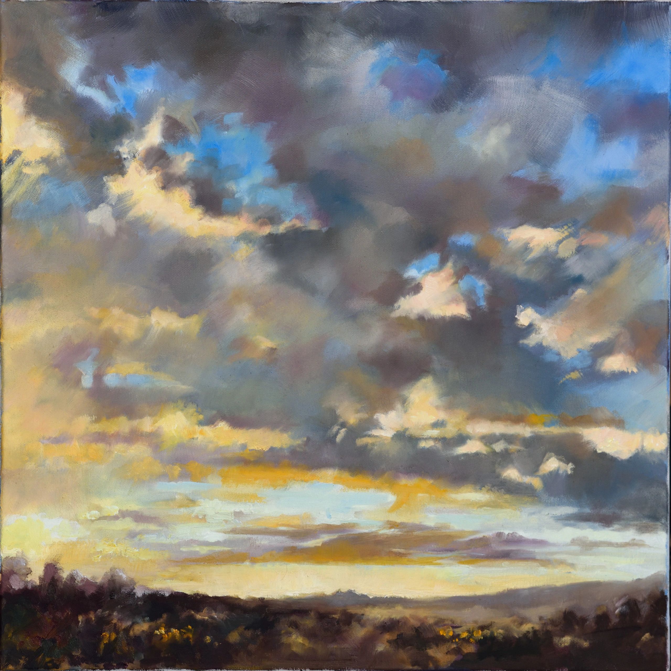 Oil painting, landscape. Sunrise.