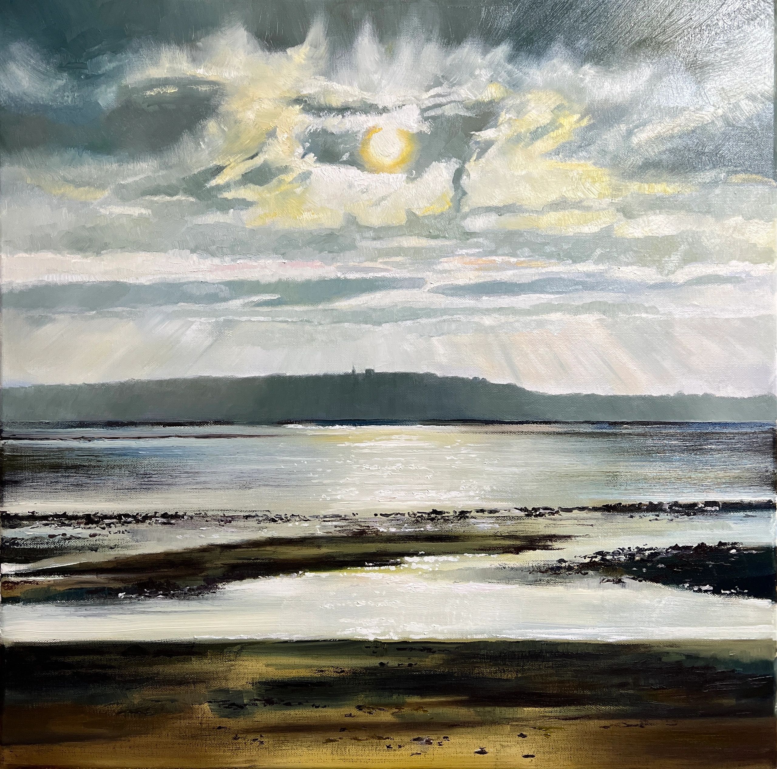 Looking over to Appledore from Crow Point - Oil painting on Canvas - Size 60x60 cm 