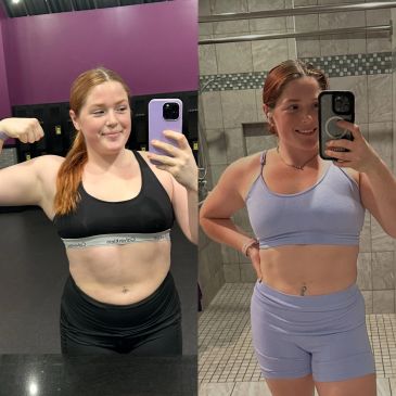 Before and after fitness transformation selfies.