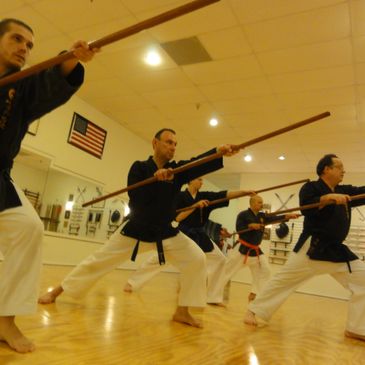 students training with the bo staff