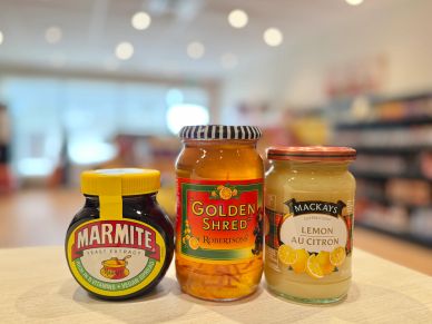 Marmite UK, Robertson's Golden Shred, and Mackay's Lemon Curd.
