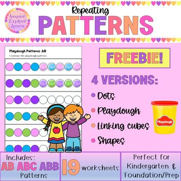 FREE printable pattern worksheets for Early Years. Print-&-Go math activity pack. Fine motor skills.