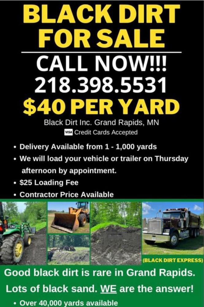 Black Dirt Grand Rapids MN Topsoil Supplier, Black Dirt, Delivery