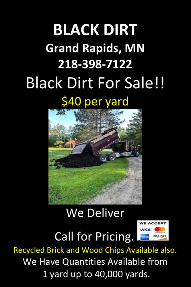 Black Dirt Grand Rapids MN Topsoil Supplier, Black Dirt, Delivery
