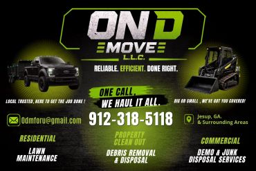 Advertisement for OND Move L.L.C. debris removal and disposal services.