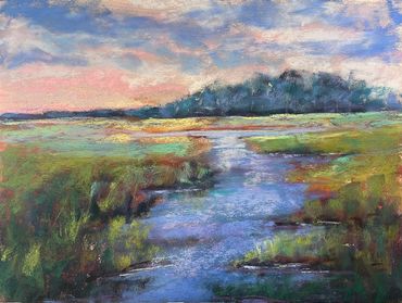 marsh river trees sunsel colorful