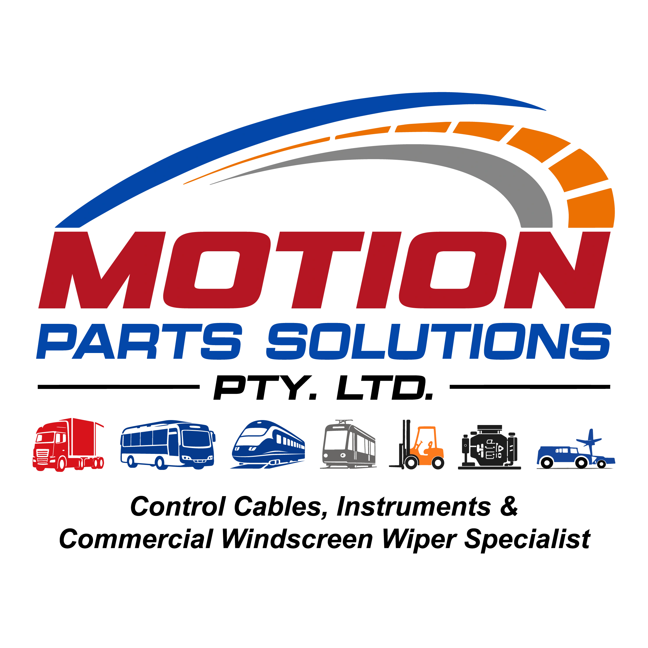 Logo of Motion Parts Solutions with transportation icons.