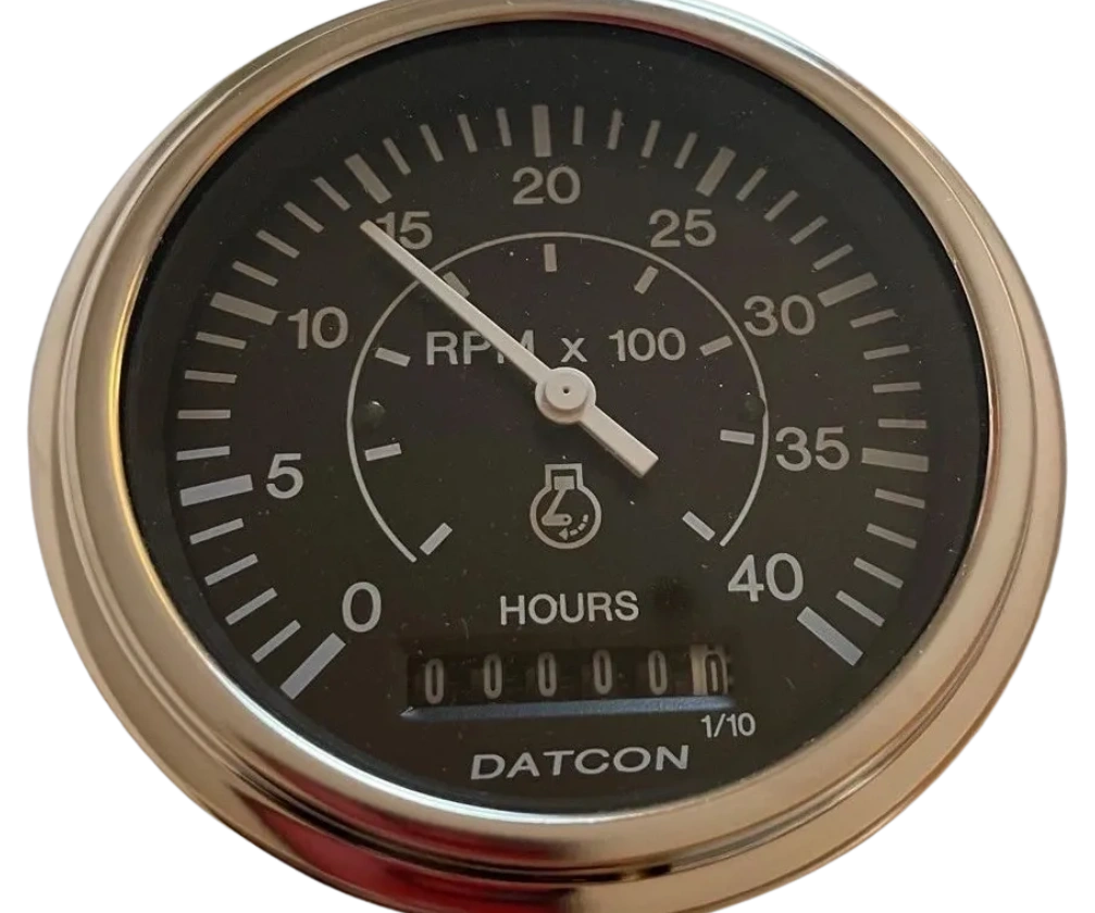 Datcon Tachometer with Hourmeter 0-4000 RPM Chrome Bezel
