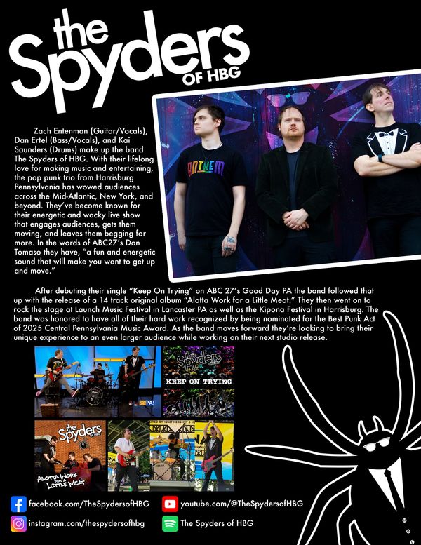 The lasted version of The Spyder's bio/press document that I designed.
