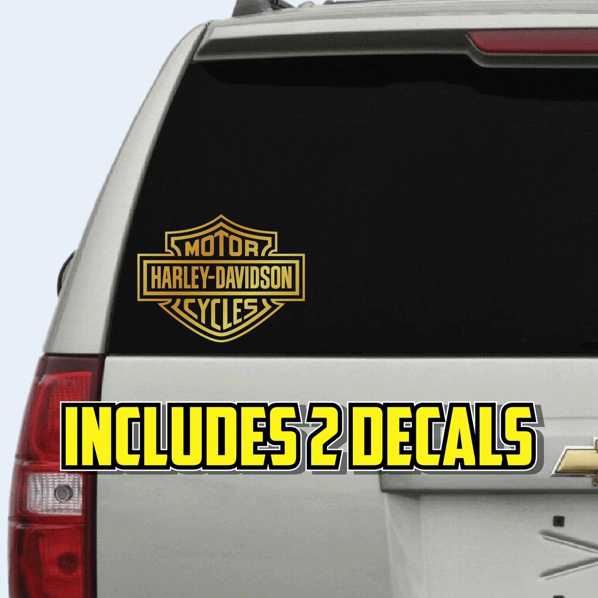 2 PACK Gold Harley Decal Harley davidson window graphic wrap