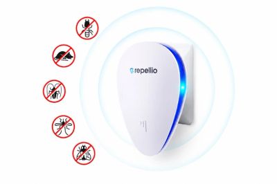 Repellio electronic pest repeller plugged into a wall outlet.