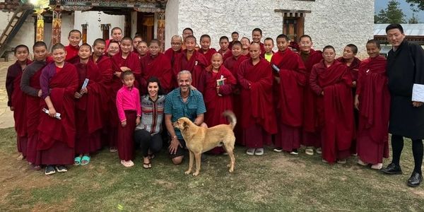 Bhutanese nuns and children in Bhutan Nunnery