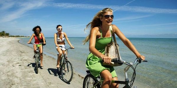 Riding bikes on beach