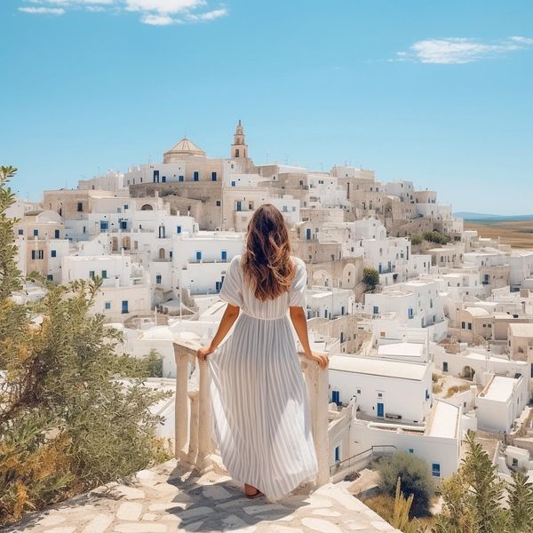 view of the white city italy village near Ostuni in Apulia