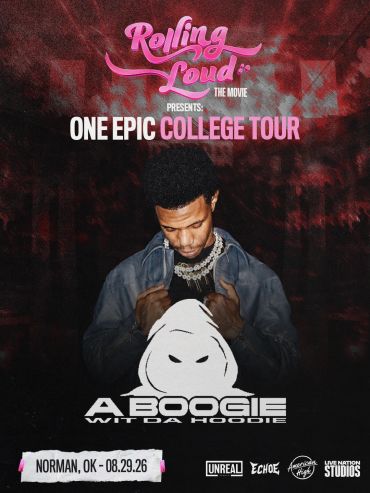 Concert poster for A Boogie wit da Hoodie at Rolling Loud's college tour.