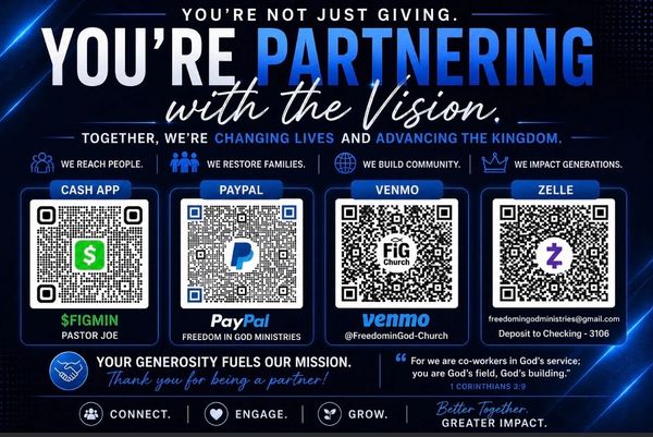 Donation options for partnering with a church mission via Cash App, PayPal, Venmo, and Zelle.