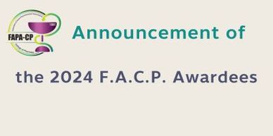 Announcement of the 2024 F.A.C.P. Awardees with logo.