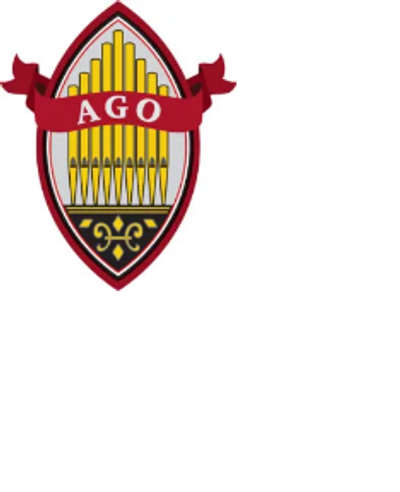 Logo with organ pipes and 'AGO' text on a red banner.