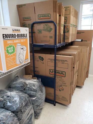 Boxes, bubble wrap and furniture blankets are all available for rent or purchase here.