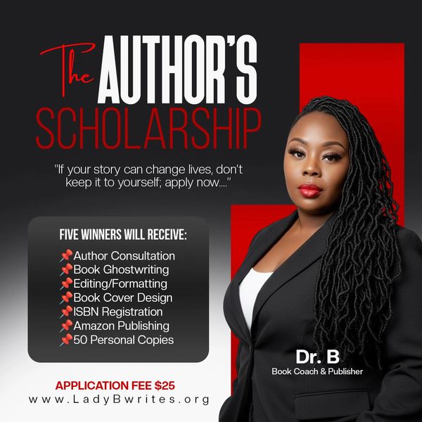 The Author's Scholarship offers book-related services to five winners, hosted by Dr. B.