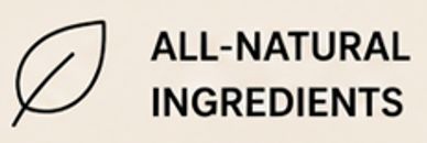Logo with a leaf and text saying all-natural ingredients.