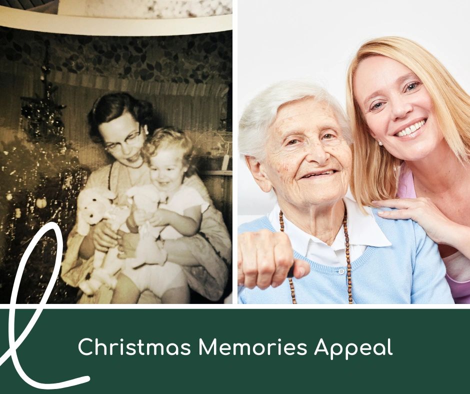 Two photos showing generations sharing Christmas memories and joy.