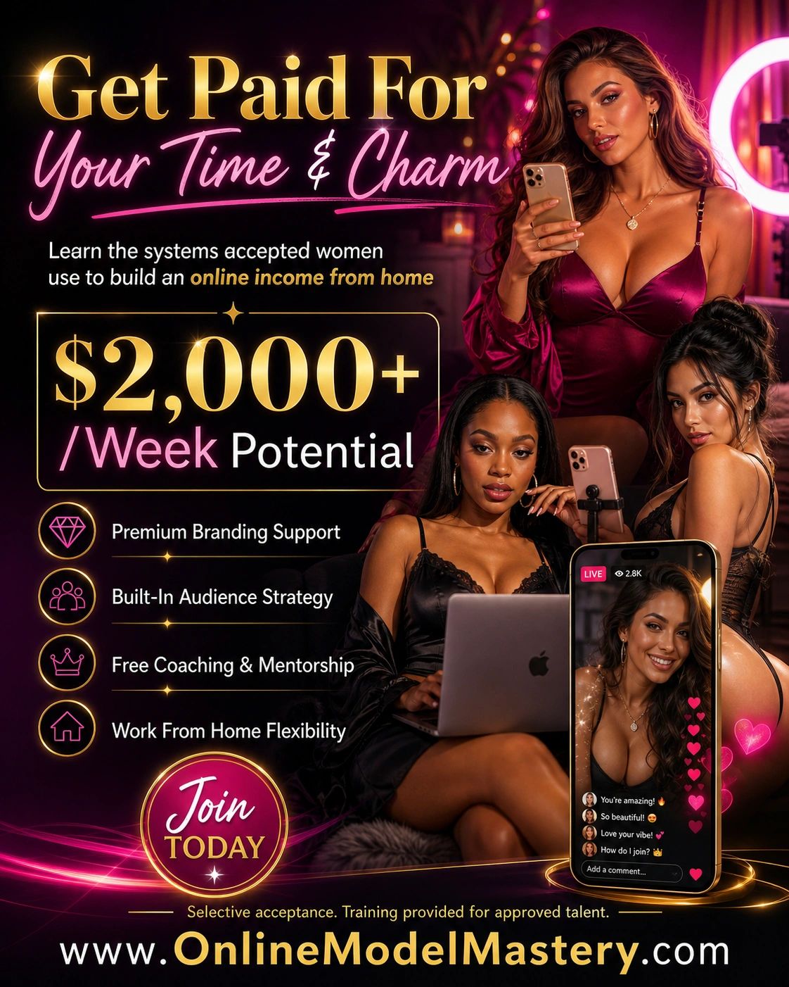 Live chat model application with AI branding and mentorship 
