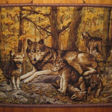 Wolf wall hanging 42in x 34in