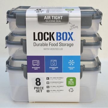 Lock Box Side Latching Square Food Storage Set
