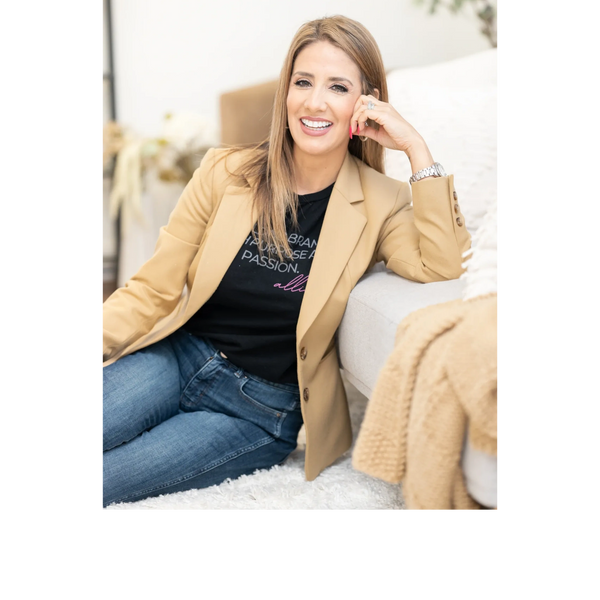 Alli Maccarroll in a tan blazer.