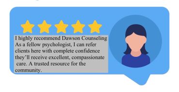 Positive review for Dawson Counseling with five stars.