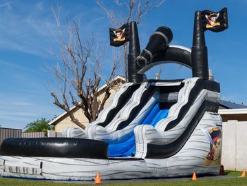 Pirate inflatable water slide for kids.