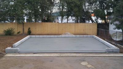 Concrete garage floor that was poured for a detached garage in Des Moines, Iowa. 