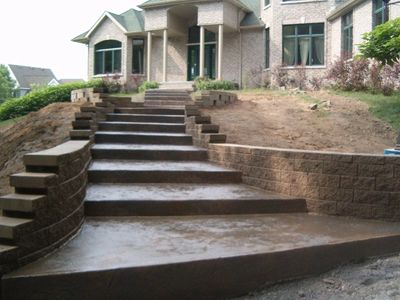 Newly poured concrete stairs at a home in Des Moines, Iowa. 