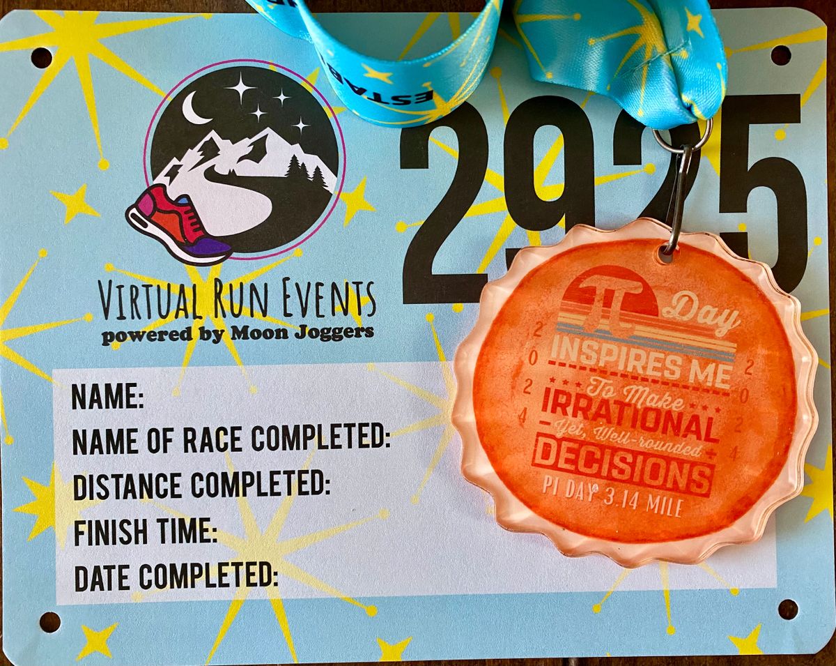 2024 Pi Day 5K Medal and Bib - Benefits Soles 4 Souls