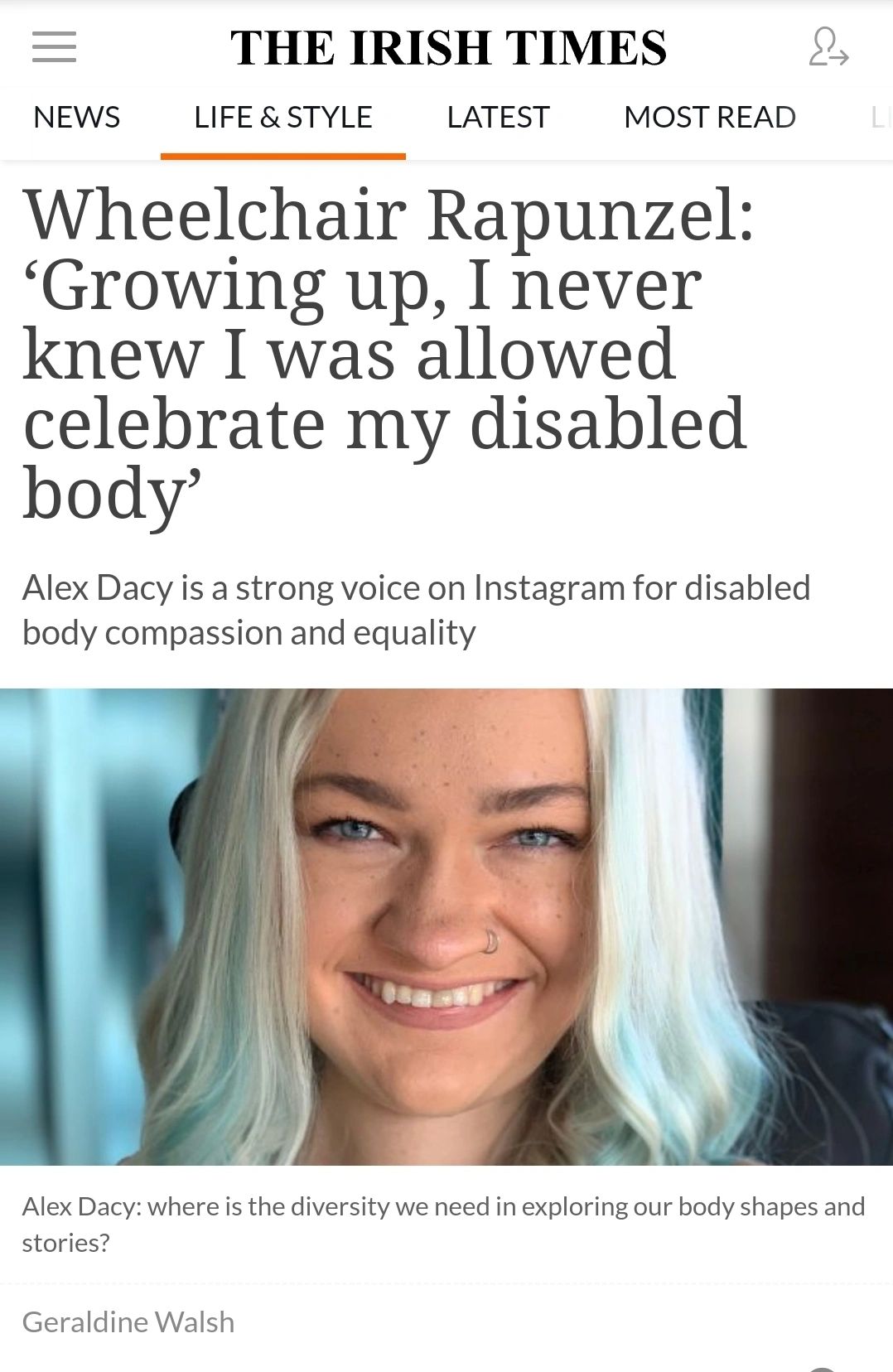 Wheelchair Rapunzel: 'Growing up, I never knew I was allowed celebrate my  disabled body' – The Irish Times