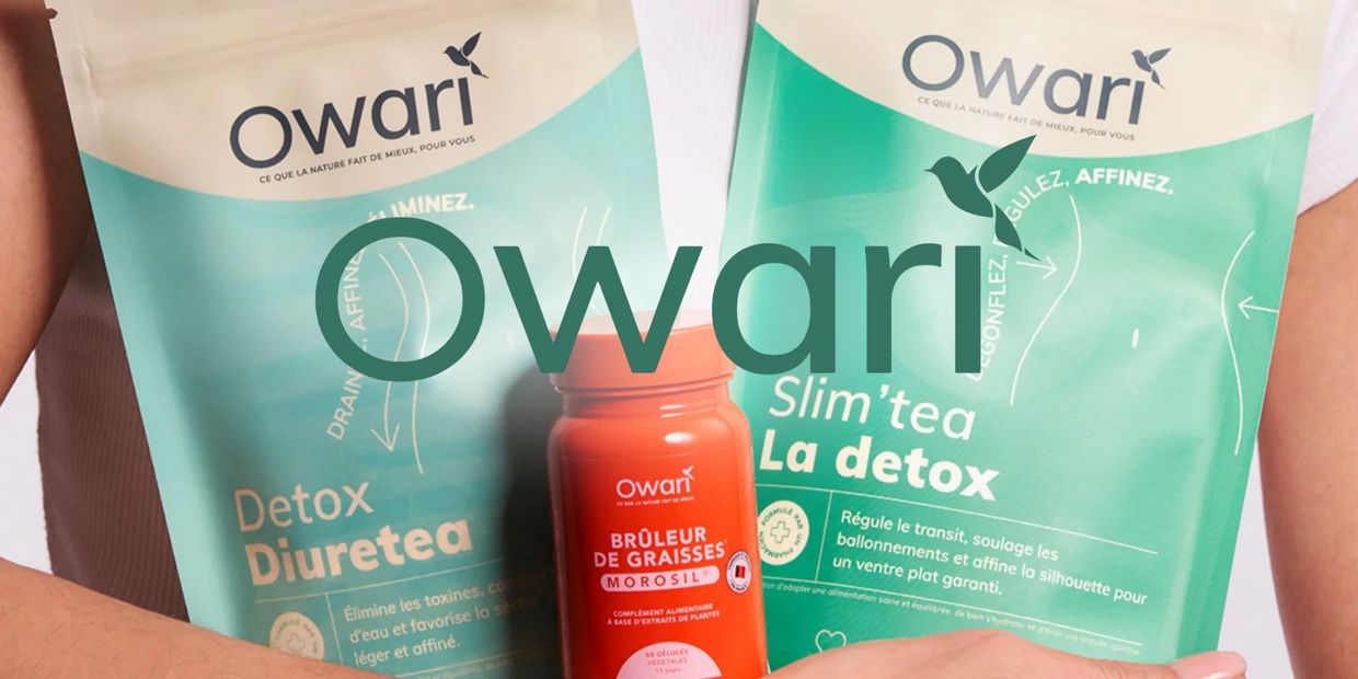 Owari detox and slimming tea products with fat burner supplement.