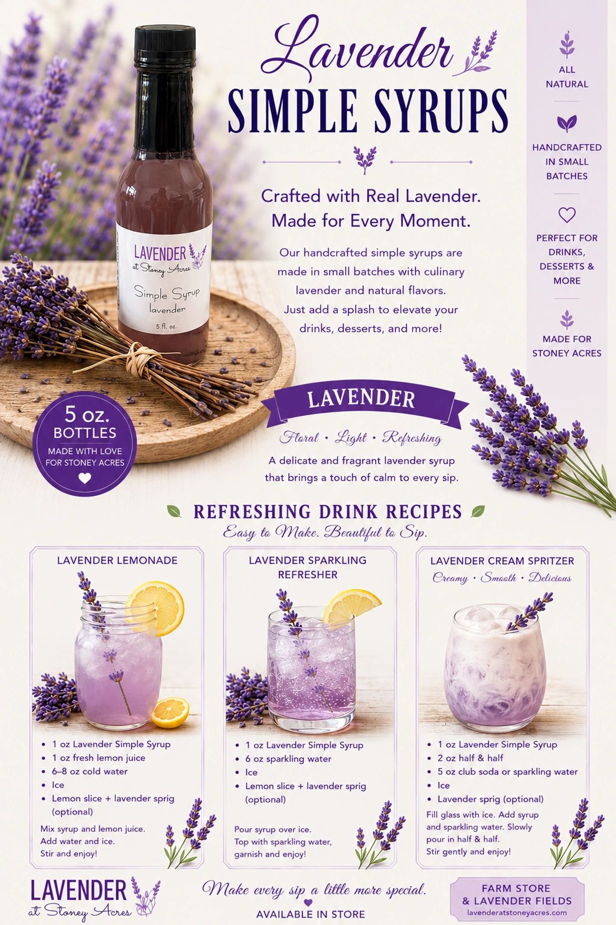 Lavender simple syrup recipe with refreshing drink ideas.
