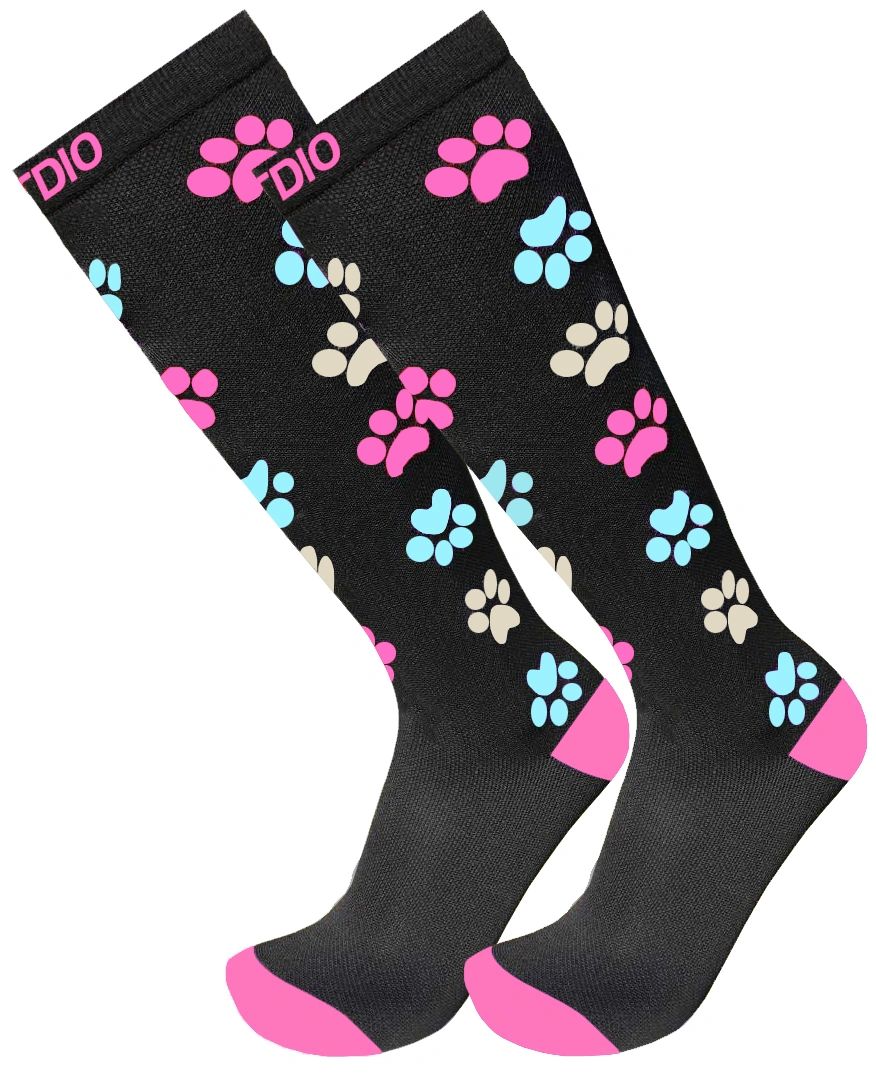 Plus Size Wide Calf Graduated 15-20mmHG Knee High Doggy Paws Compression  Support Socks For Men