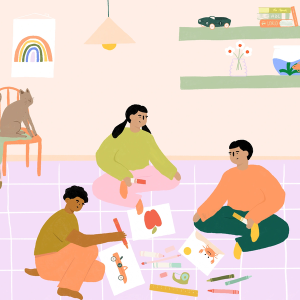 Three children sitting in a group drawing pictures. Pascoe Vale occupational therapy