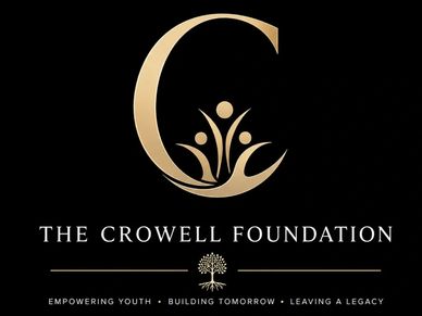 Logo of The Crowell Foundation with a gold 'C' and tagline.