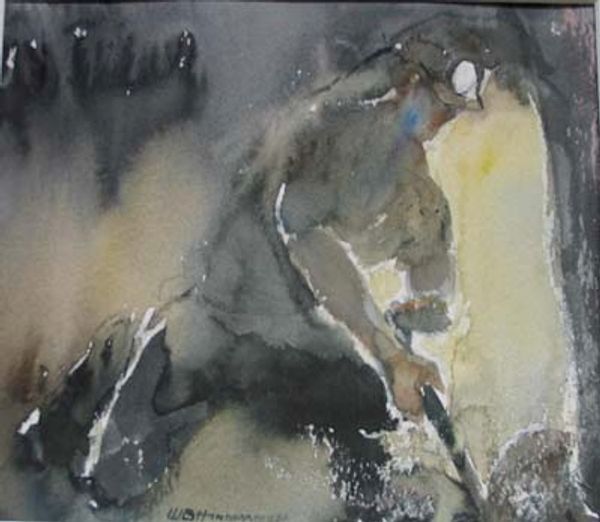 Shovelling on Coalface - 

Watercolour   SOLD