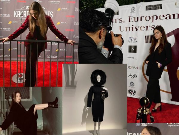 Collage of a female influencer at red carpet events and media shoots, showcasing influencer outreach 