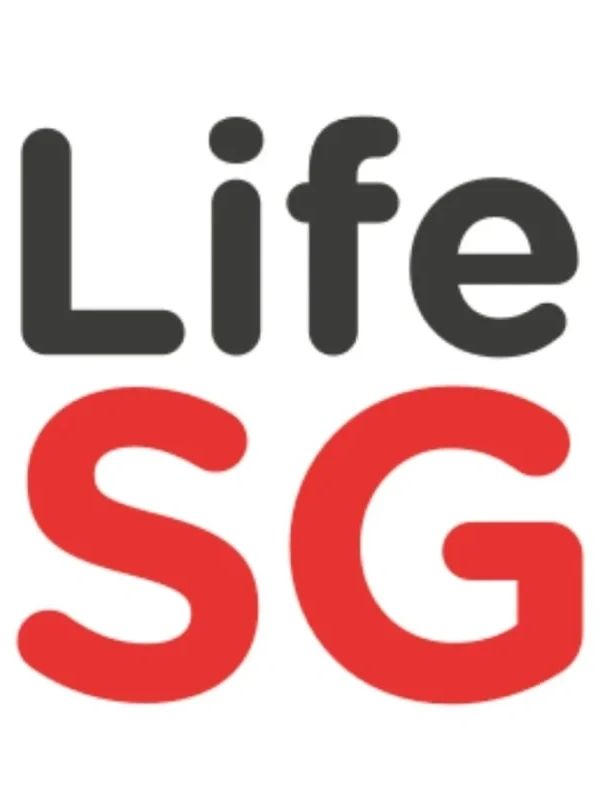 Logo with text 'Life SG' in black and red.