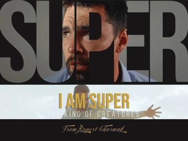 A man with 'SUPER' and motivational text overlay.