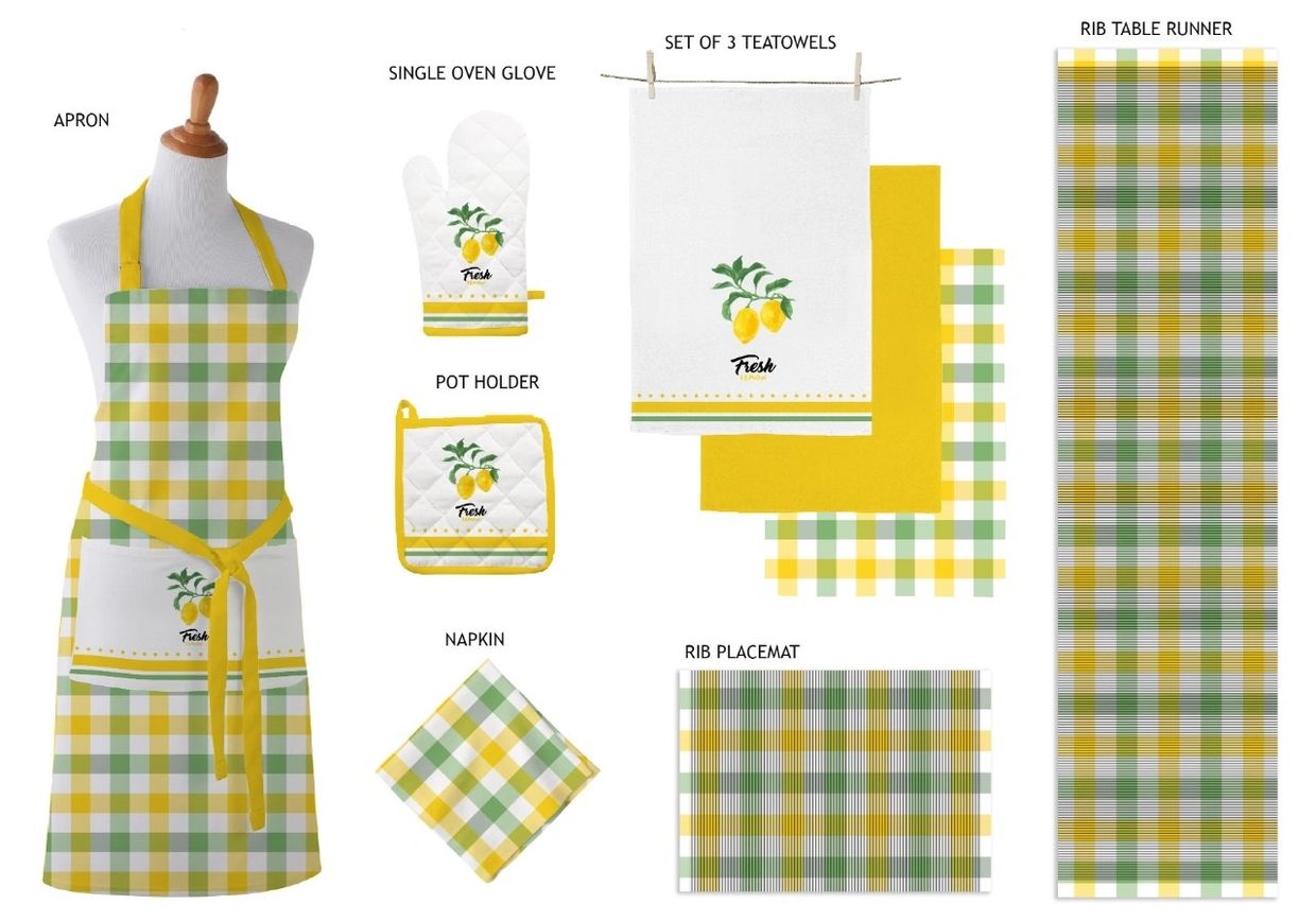 Potholder check, White / Yellow